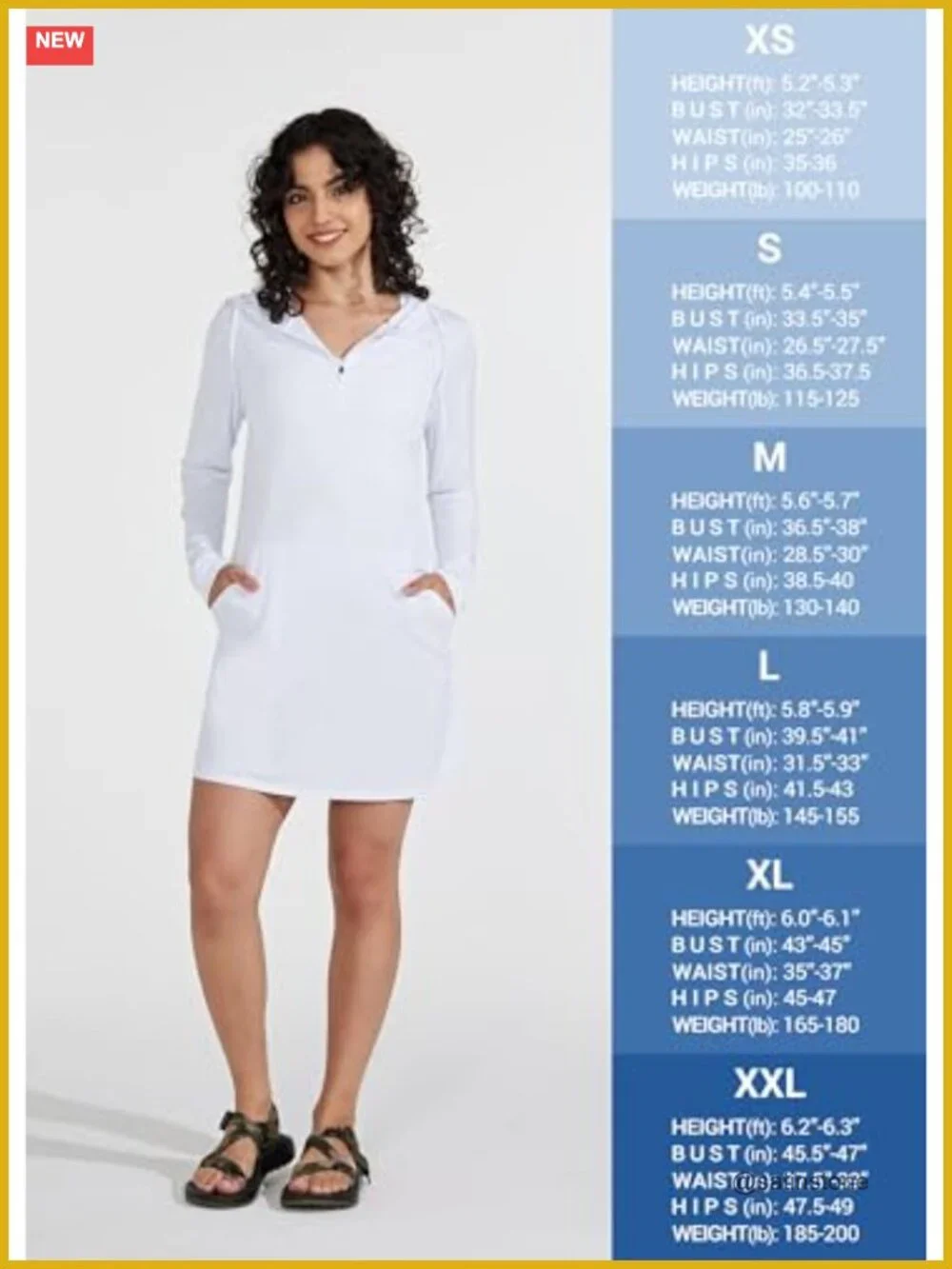 UPF 50+ Long Sleeve Swim Cover-Up Dress with Hood and Thumbholes Quick Dry